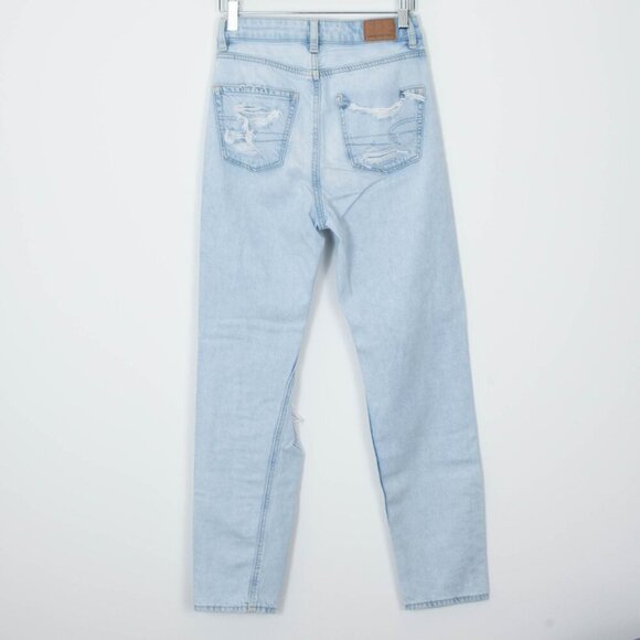 American Eagle Distressed Highest Rise Mom Jeans Women's Size 00 Regular - Picture 5 of 8